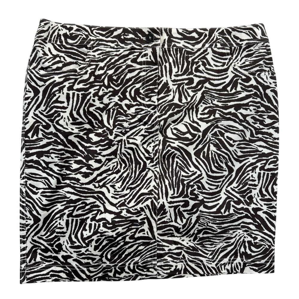 Chicos Skirt 2 Black White Zebra Print Pencil Midi